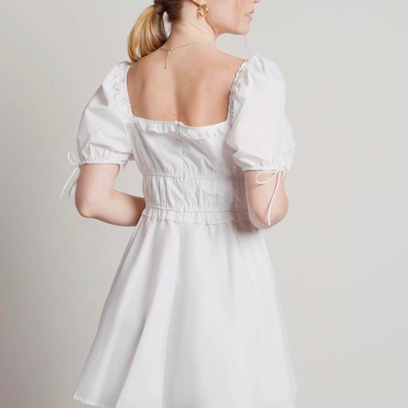 mini white dresses near me Long Sleeve Embellished Cowl Neck Mini Dress in White - 2 / Regular